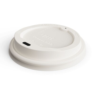 Perk™ Compostable Plastic Hot Cup Lid, 10/12/16 Oz., White, 500/Carton (PK56218CT)