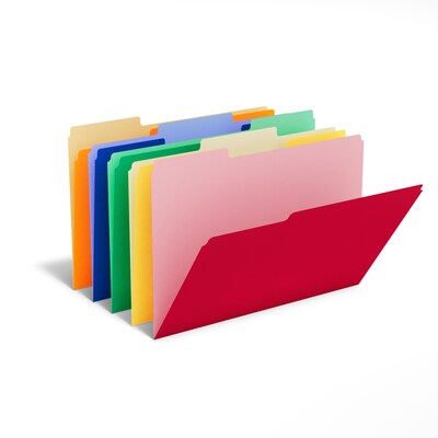 Staples File Folders, 1/3-Cut Tab, Letter Size, Assorted, 100/Pack (ST22953-CC)