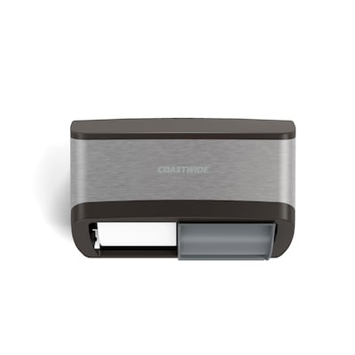 Coastwide Professional J-Series Duo Bath Tissue Dispenser, Black/Metallic (CWJ2BT-S) | Quill