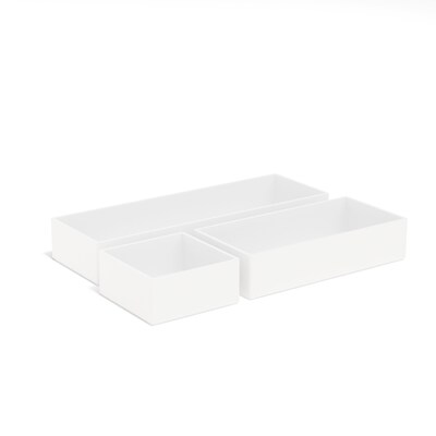 TRU RED™ 3 Piece Plastic Drawer Organizer, White (TR55296-CC)