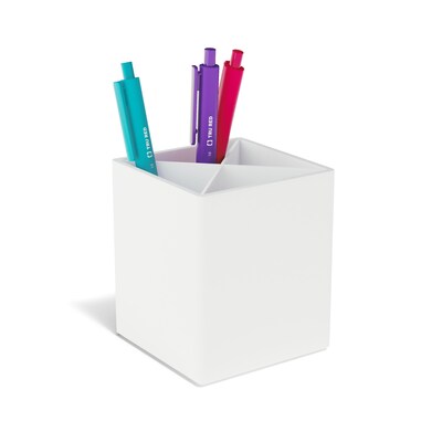 TRU RED™ Divided Plastic Pencil Cup, White (TR55275)