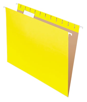 Pendaflex Recycled Hanging File Folders, 1/5 Tab, Letter Size, Yellow, 25/Box (81606)
