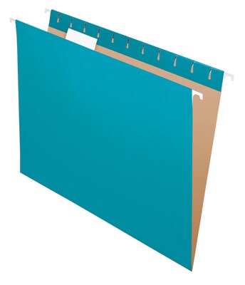 Pendaflex Recycled Hanging File Folders, 1/5 Tab, Letter Size, Teal, 25/Box (81614)