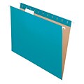 Pendaflex Recycled Hanging File Folders, 1/5 Tab, Letter Size, Teal, 25/Box (81614)