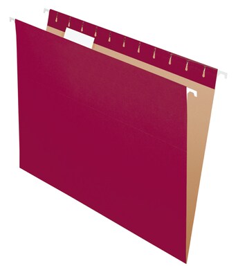 Pendaflex Recycled Hanging File Folders, 1/5 Tab, Letter Size, Burgundy, 25/Box (81613)
