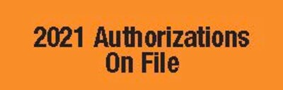 Medical Arts Press Patient Record Labels; 2021 Authorization on File, Large, Orange,1.25 x 0.31, 500/Box (3215421)