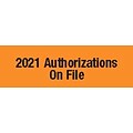 Medical Arts Press Patient Record Labels; 2021 Authorization on File, Large, Orange,1.25 x 0.31, 500/Box (3215421)