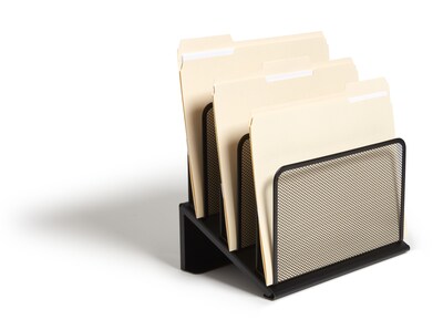 Tru Red 5 Compartment Wire Mesh File Organizer Matte Black