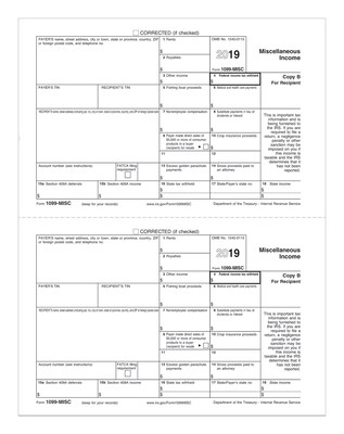 TOPS 2019 1099-MISC Laser Tax Forms, 2000 Forms/Pack (LMISCRECBULK-S)