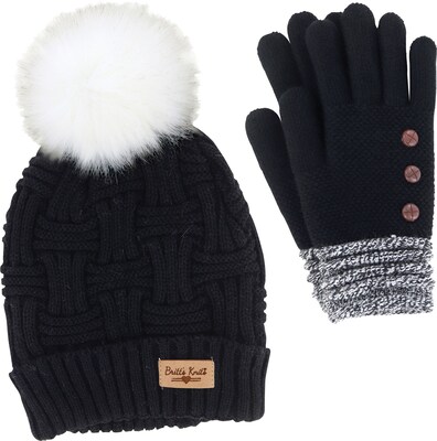 Britts Knits Hat & Glove Set (black)