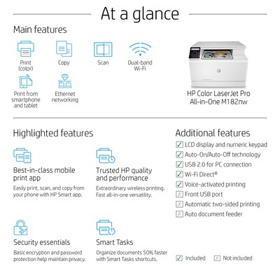 HP Color LaserJet Pro M182nw Wireless All-in-One Laser Printer (7KW55A)