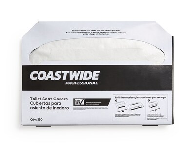 Coastwide Professional™ EcoID Toilet Seat Covers, 250 Sheets/Pack, 20 Packs/Carton (CW24779)