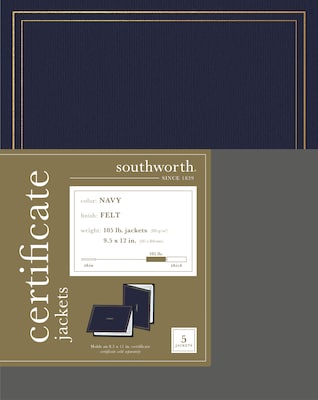 Southworth Certificate Holders, 8.5 x 11, Navy, 5/Pack (PF6)