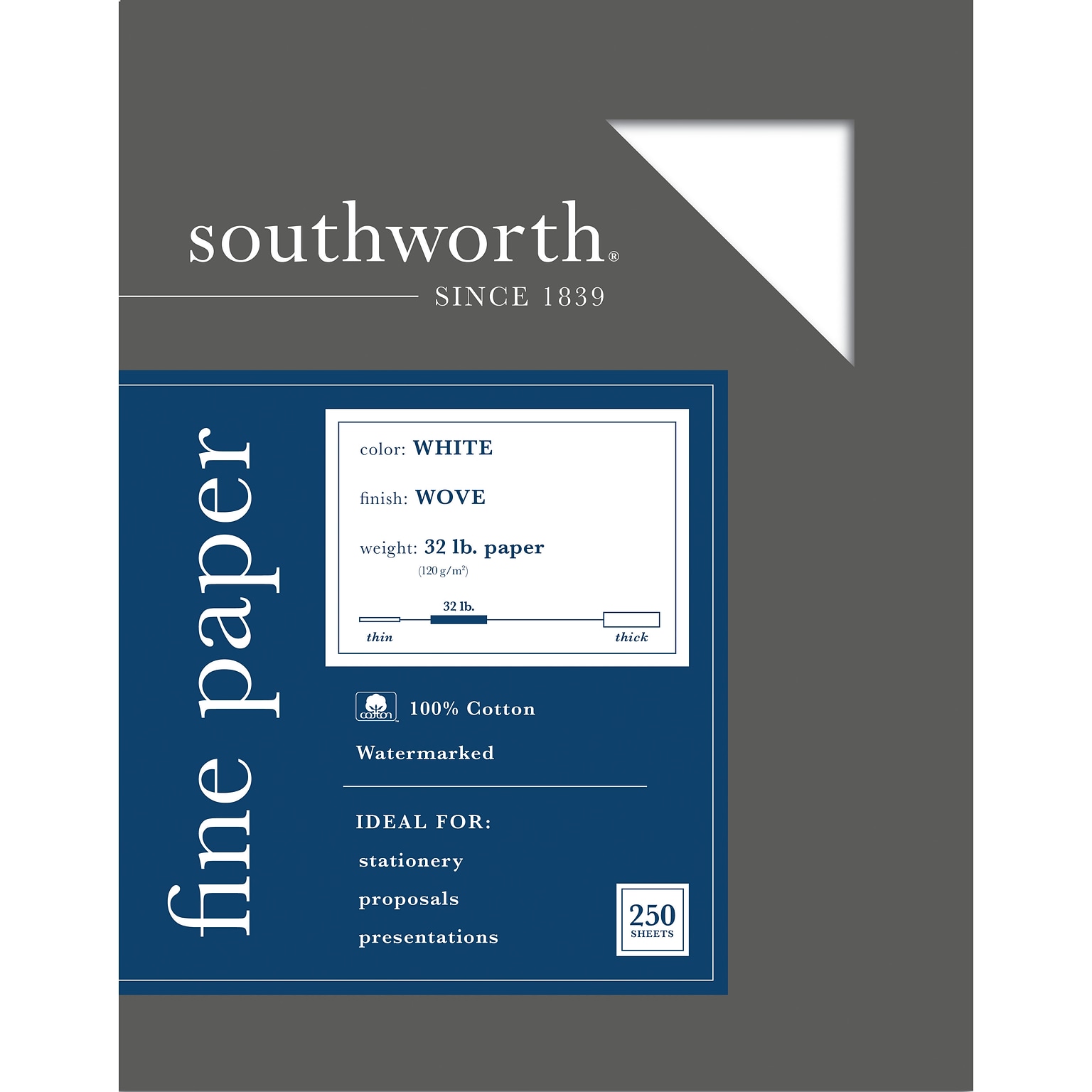 Southworth 8.5W x 11L Business Paper, 32 lbs., Wove Finish, 250/Box (JD18C)