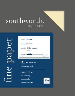 Southworth 8.5W x 11L Business Paper, 32 lbs., Wove Finish, 250/Box (JD18IC)