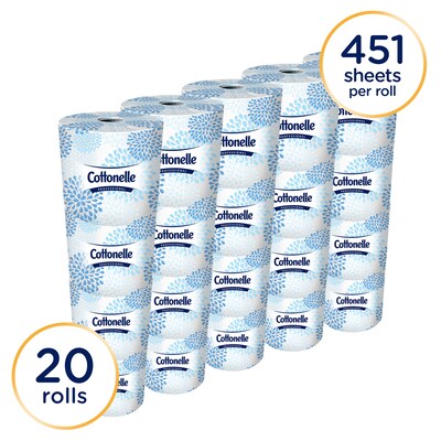 Cottonelle 2-Ply Standard Toilet Paper, White, 451 Sheets/Roll, 20 Rolls/Carton (13135)