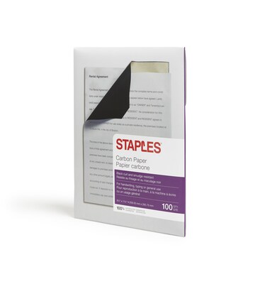 Staples® Carbon Paper, 8.5 x 11, Black, 100/Box (34694)