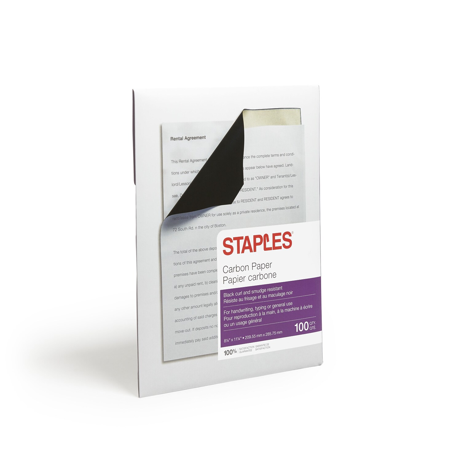 Staples® Carbon Paper, 8.5 x 11, Black, 100/Box (34694)