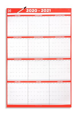 2020-2021 TRU RED™ Academic 48 x 32 Wall Calendar, Red/Black/Gray (TR54274-20)