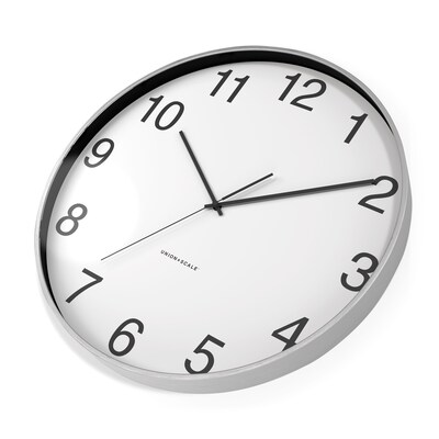 Union & Scale™ Essentials Wall Clock, Aluminum, 16" (UN57810)