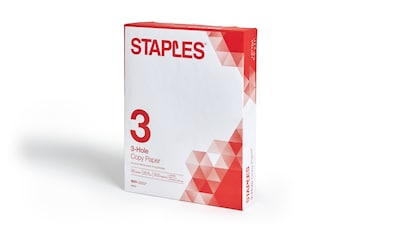 Staples 8.5 x 11 3-Hole Punched Copy Paper, 20 lbs., 92 Brightness, 500/Ream (221192)