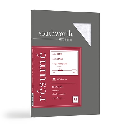 Southworth Linen Resume 100% Recycled 8.5 x 11 Multipurpose Paper, 32 Lbs., 100 Brightness (RD18BCFLN)