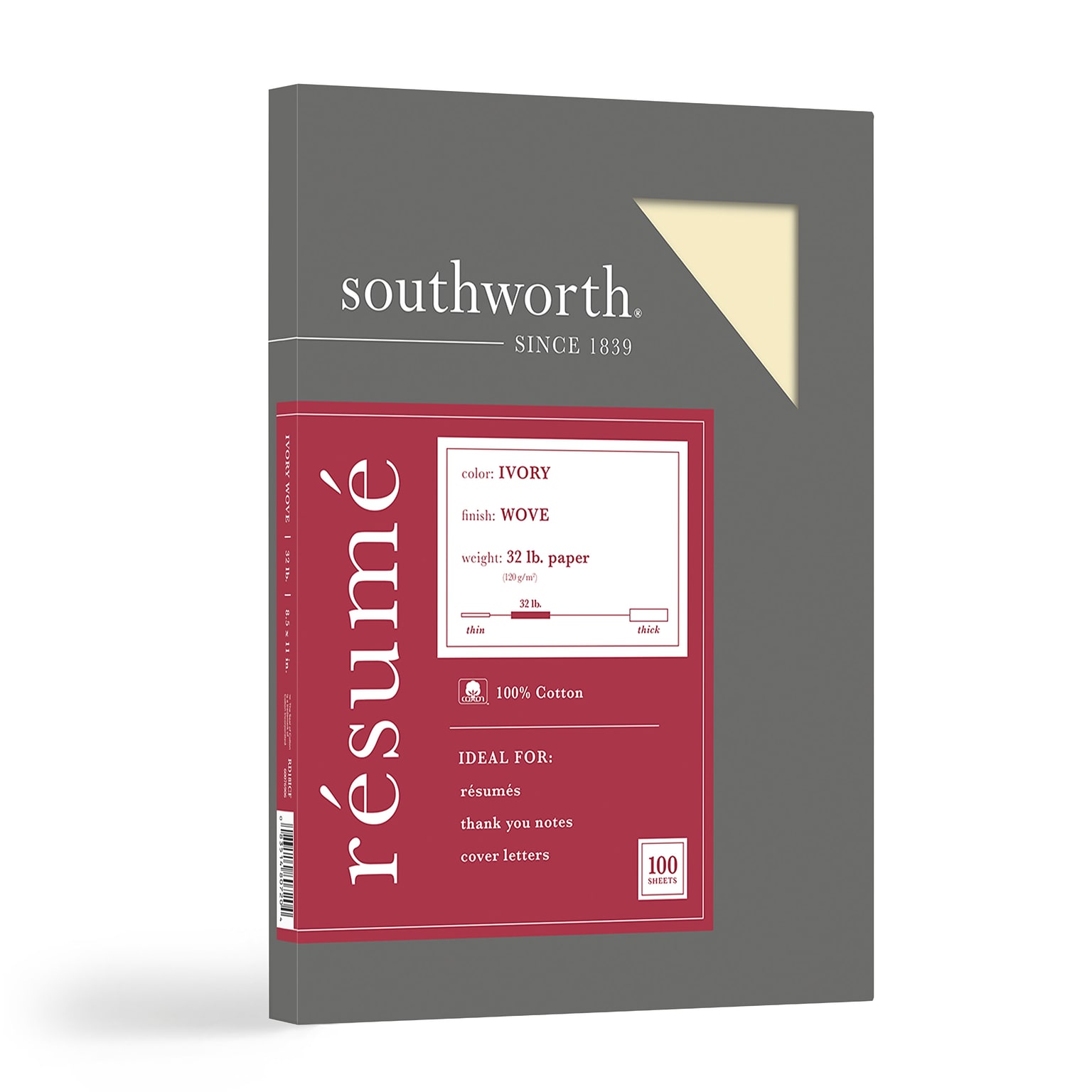 Southworth 8.5 x 11 Resume Paper, 32 Lbs., Wove, 100/Pack (RD18ICF)