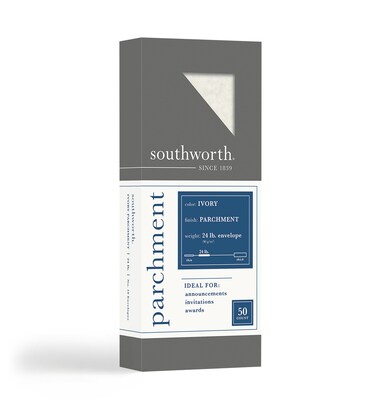 Southworth #10 Parchment Envelopes, 9.5 X 4.125, Ivory, 50/Box (P984-10L/3/18)