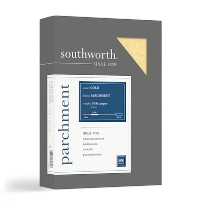 Southworth Parchment Specialty Paper, 24 lbs., 8.5 x 11, Gold, 500 Sheets/Box (994C)