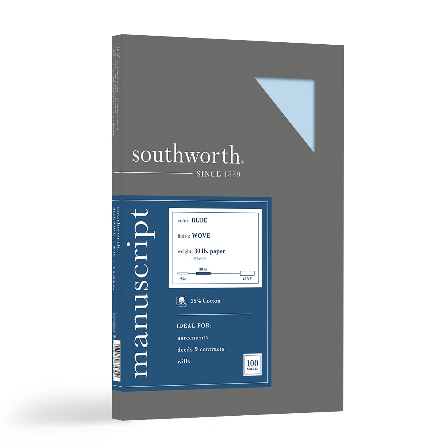 Southworth Manuscript Document Report Cover, Blue, 100/Box (41SM)
