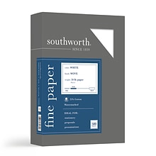 Southworth Fine Paper, 8.5 x 11, 24 lb., Wove-Finish, White, 500/Box (404C)