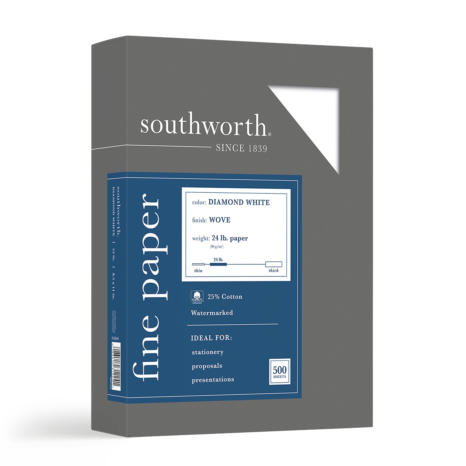 Southworth Diamond White 8.5 x 11 Business Paper, 24 Lbs., Wove, 500/Box (31-224-10)