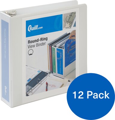 Quill Brand® 2 inch Round Ring, View Binder, White, 12/Pack (7222WE)