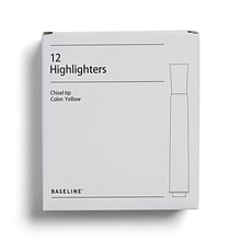 Baseline Tank Highlighters, Chisel Tip, Yellow, Dozen (BL58170)