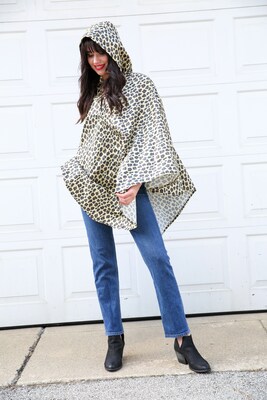 Sage & Emily Getaway Girl Packable Rain Poncho Cheetah Print
