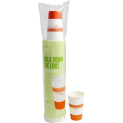 Perk™ Paper Hot Cup, 16 Oz., White/Orange, 50/Pack (PK54368)