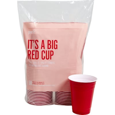 Perk™ Plastic Cold Cup, 16 Oz., Red, 50/Pack (PK54359)