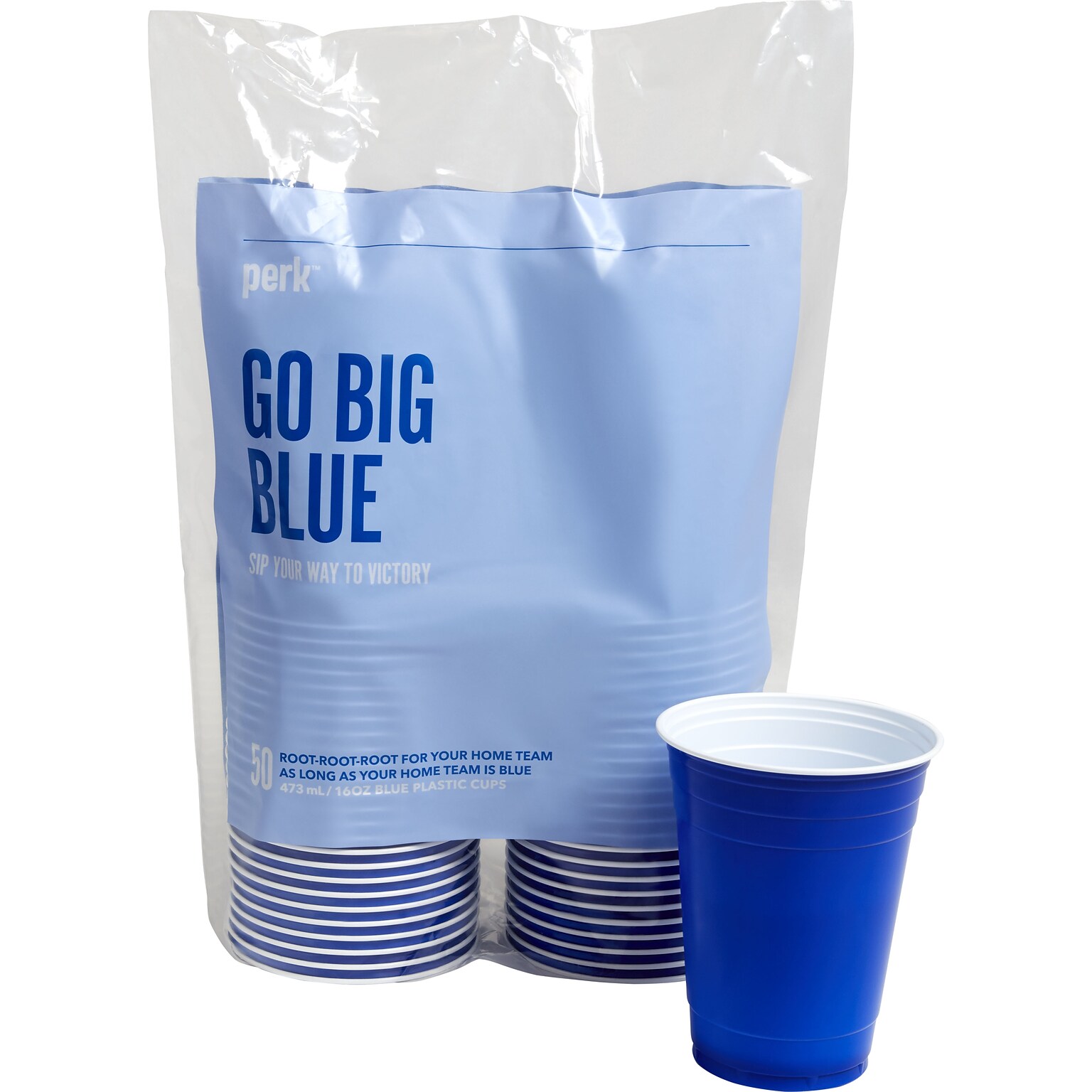 Perk™ Plastic Cold Cup, 16 Oz., Blue, 50/Pack (PK45561)