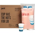 Perk™ Paper Cup & Lid Combo, 12 Oz., White/Blue, 500/Carton (PK54365CT)