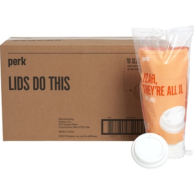 Perk™ Plastic Hot Cup Lid, 8 Oz., White, 500/Carton (PK45593CT)