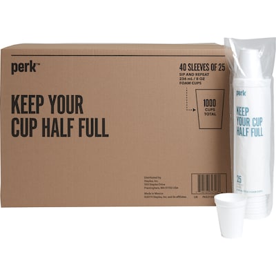 Perk™ Foam Hot/Cold Cup, 8 Oz., White, 1000/Carton (PK53155)