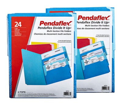 BOGO FREE Pendaflex® Divide It Up® 4-Tab File Folder, Letter Size, Multicolor, 24/Pack