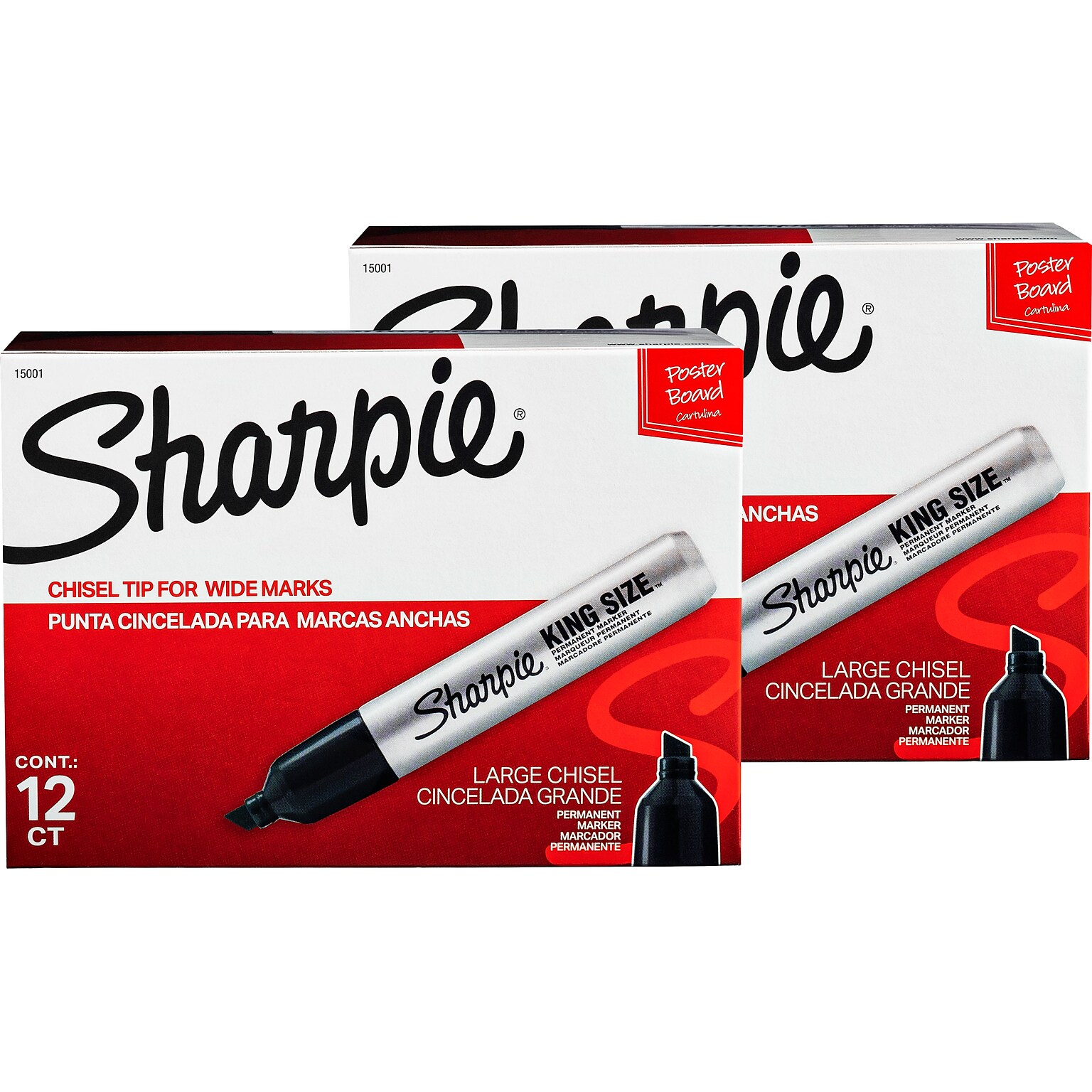 BOGO FREE Sharpie Pro King Size Permanent Markers, Chisel Point, Black, Dozen