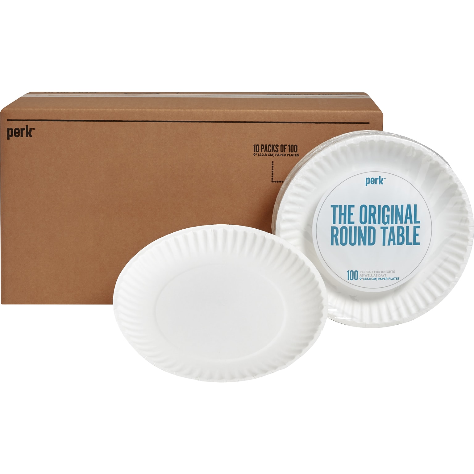 Perk™ Economy Paper Plates, 9, White, 1000/Carton (PK56516CT)