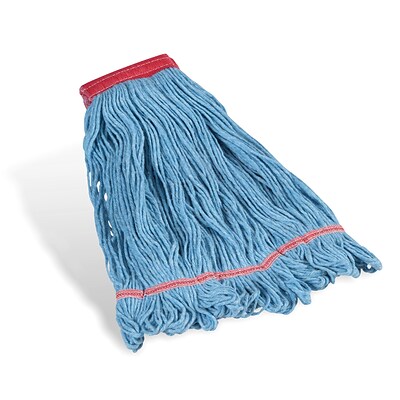 Coastwide Professional™ Looped-End Wet Mop Head, Large, Recycled Blend, 5 Headband, Blue (CW57750)