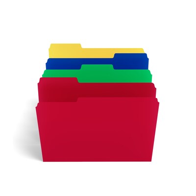 Staples® Heavy Duty Reinforced File Folder, 1/3-Cut Tab, Letter Size, Assorted, 24/Pack (ST10741/TR1