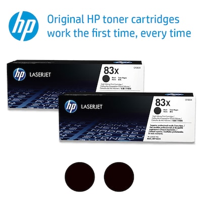 HP 83X Black Toner Cartridge, High Yield (CF283X), 2-Pack
