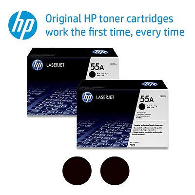 HP 55A Black Toner Cartridge, Standard (CE255A), 2-Pack