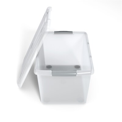 Iris Store & Slide 61 Qt. Latch Lid Storage Bin, Clear, 6/Carton (270017)