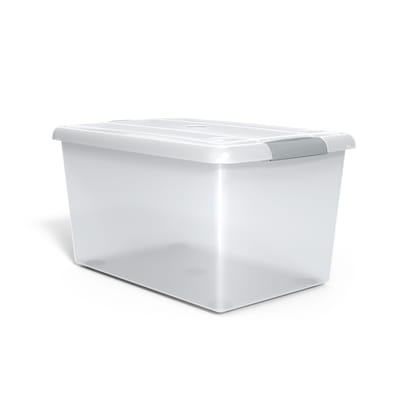 Hefty Clear & White Storage Bin, 62l